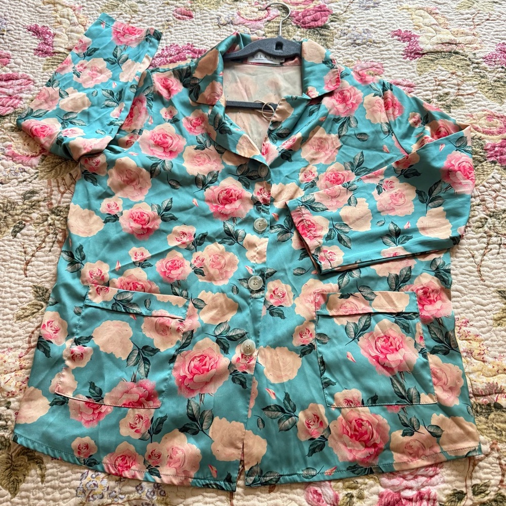 Silkin Rosella Handmade Soft Silky Floral Pajama Lounge Set  2PC Women’s size S - Picture 8 of 16